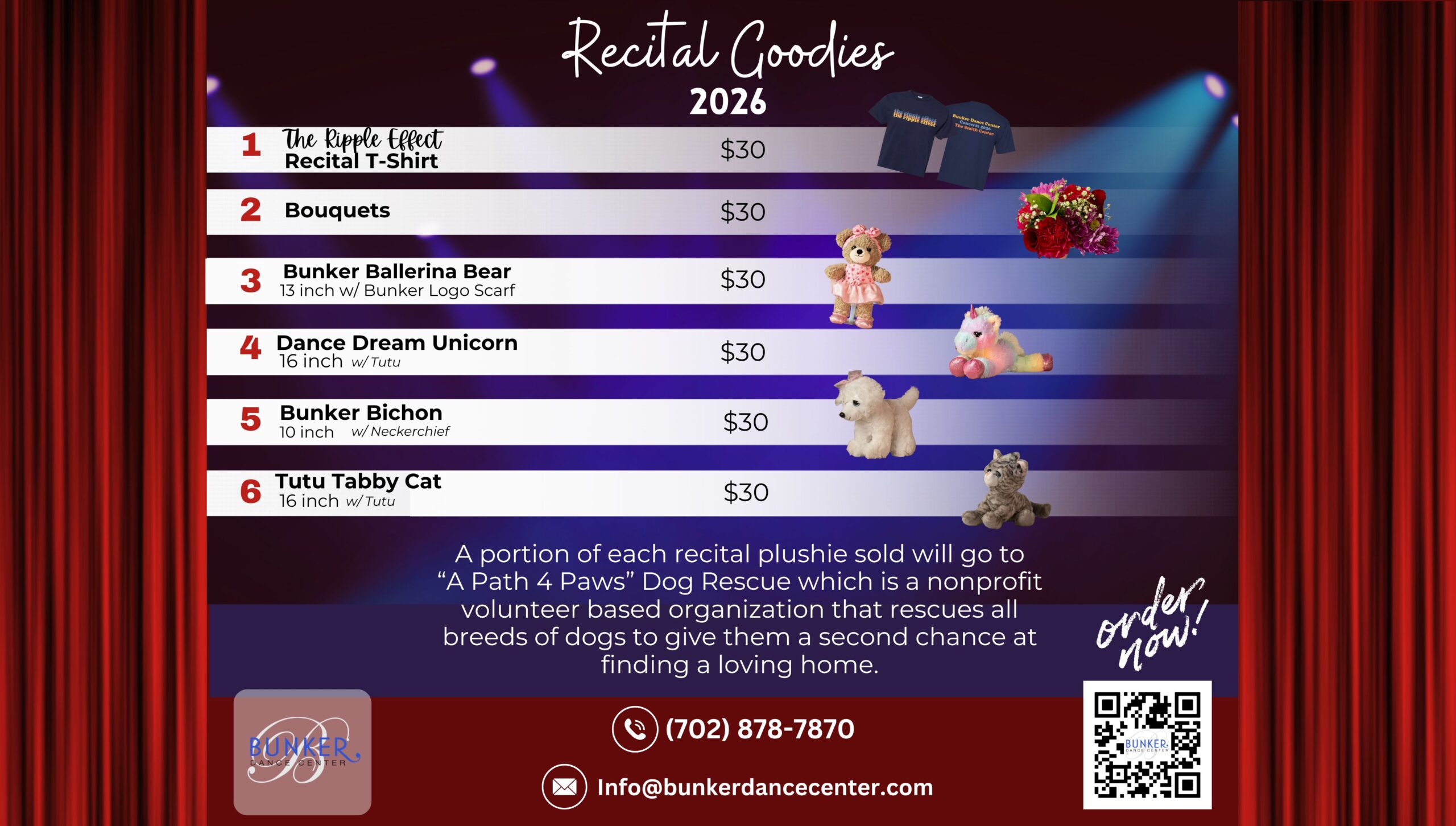 2026 recital dog cookies price list with cute dog images.
